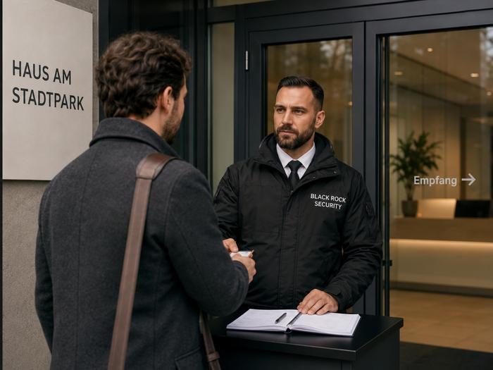 Mitarbeiter von Black Rock Security bei der Abstimmung vor Ort