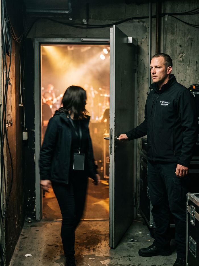 Zugangskontrolle an der Backstage-Tür einer Veranstaltung