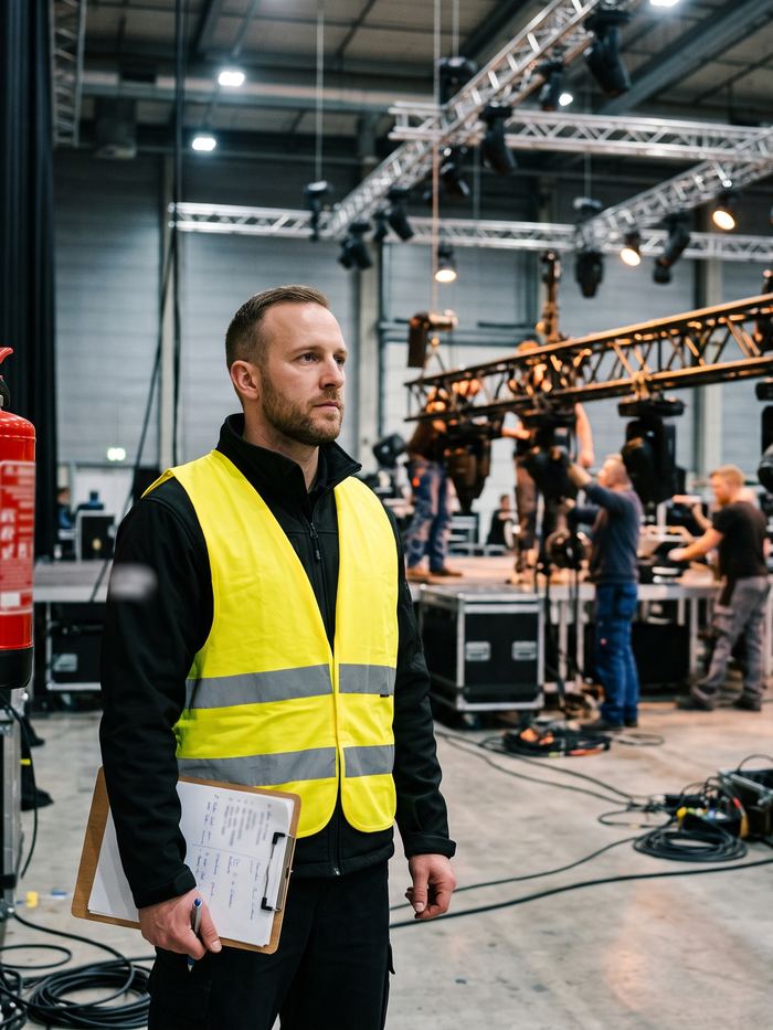 Brandschutzposten von Black Rock Security in einer Veranstaltungshalle